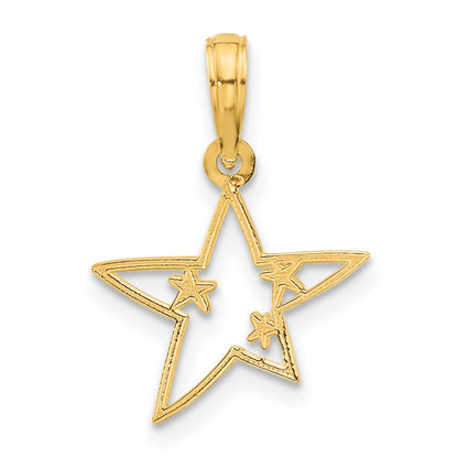14k Polished Stars Pendant