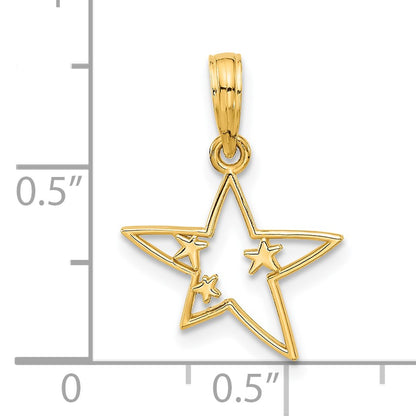 14k Polished Stars Pendant