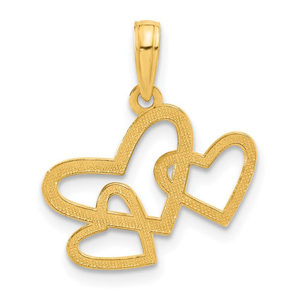 14k Polished Triple Heart Pendant