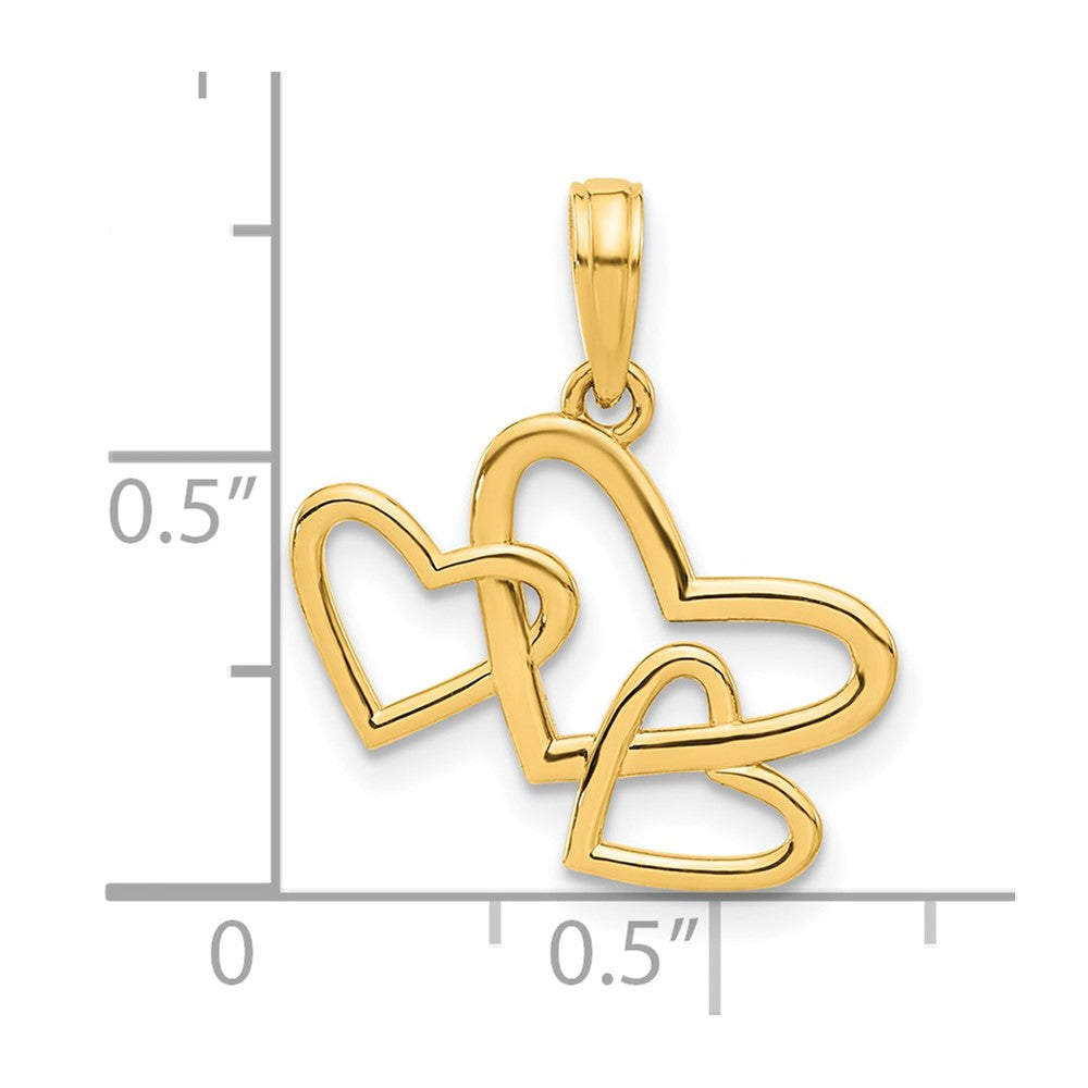 14k Polished Triple Heart Pendant