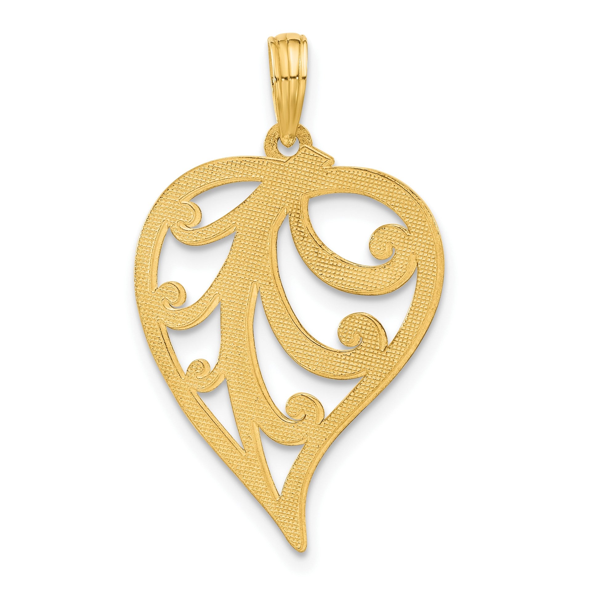 14k Polished Leaf Pendant