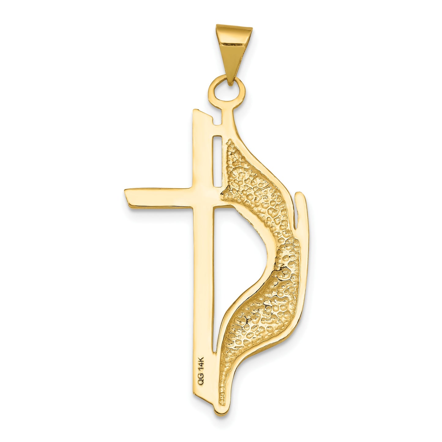 14K Polished Cross with Drape Pendant