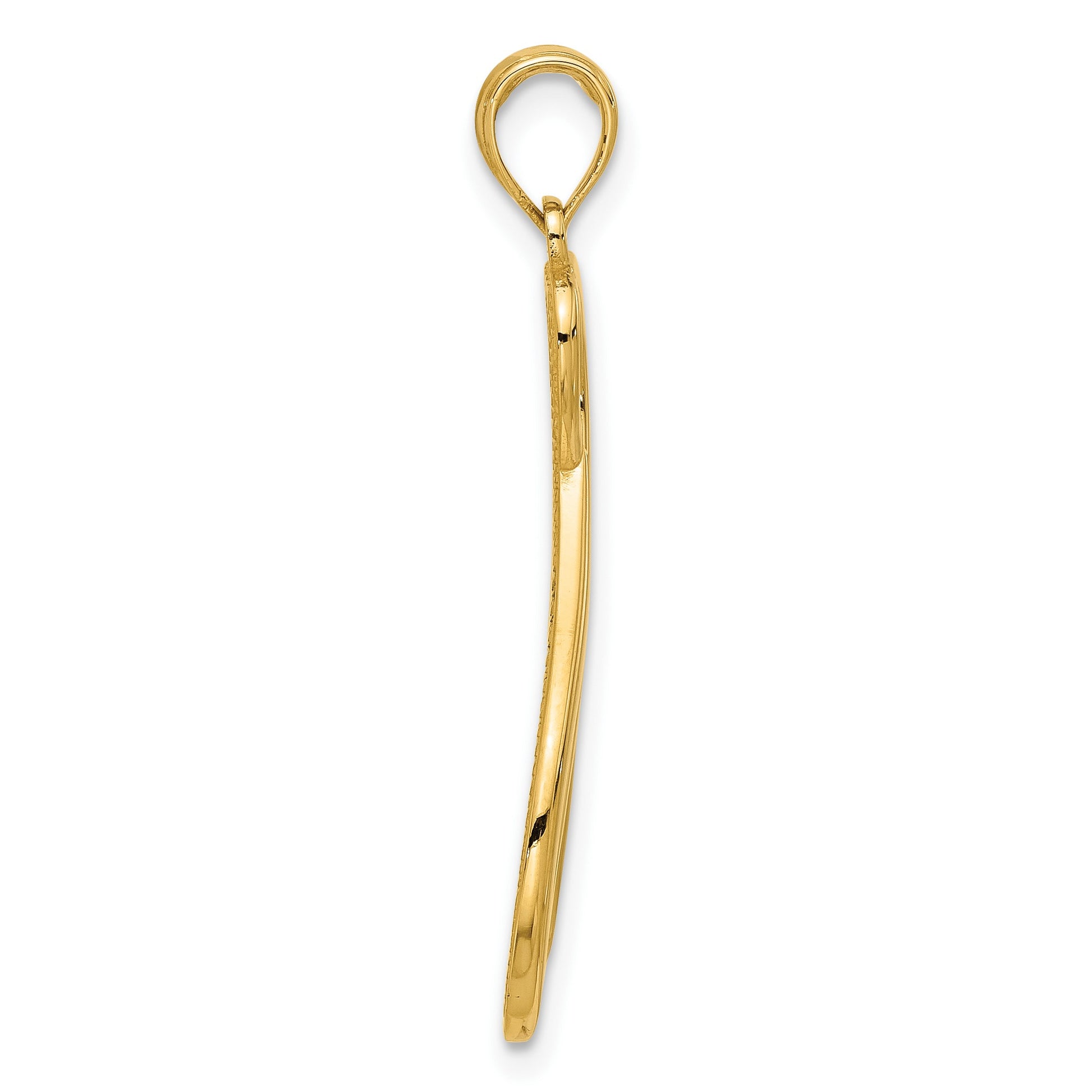 14k Polished Awareness Ribbon Pendant