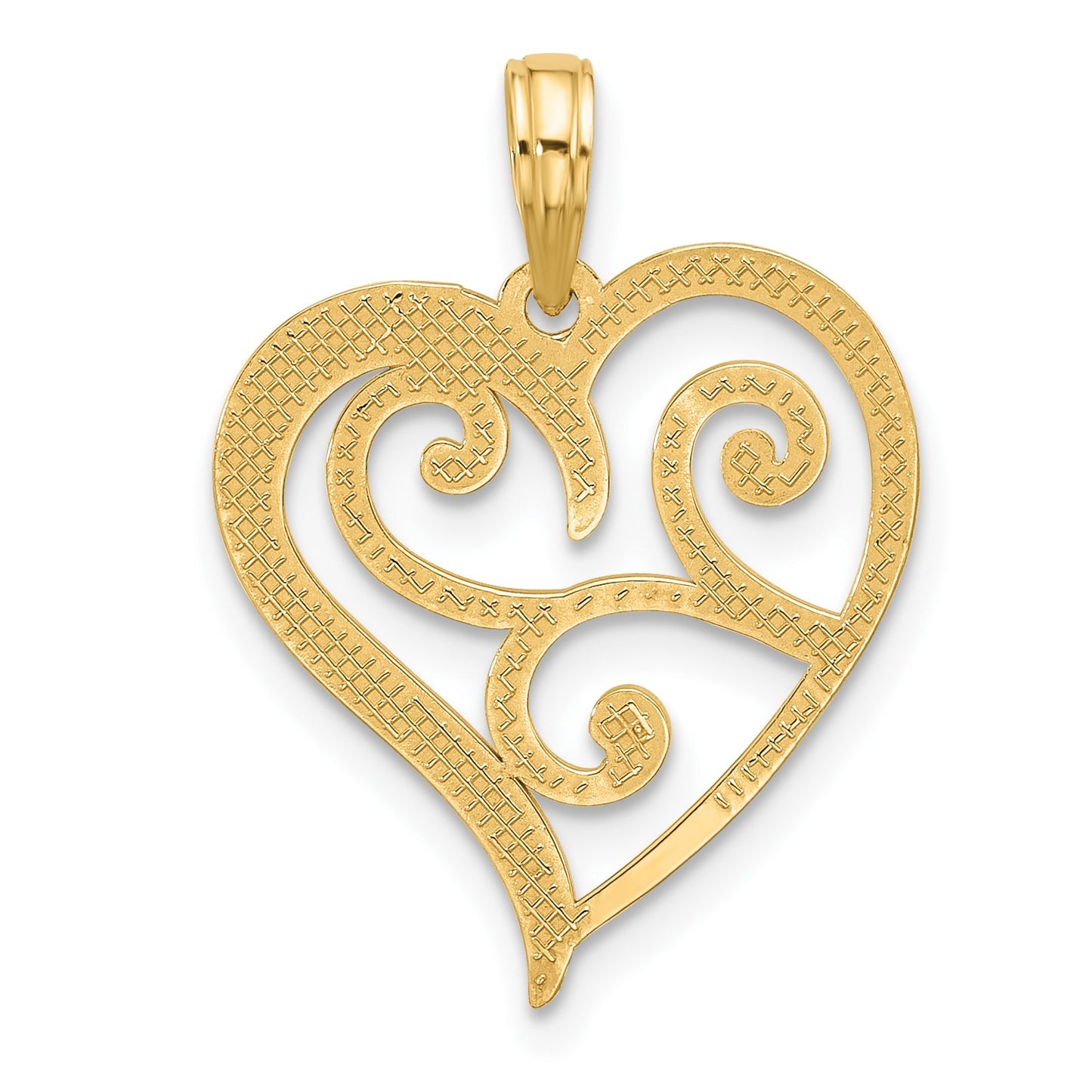 14k Fancy Swirl Heart Charm