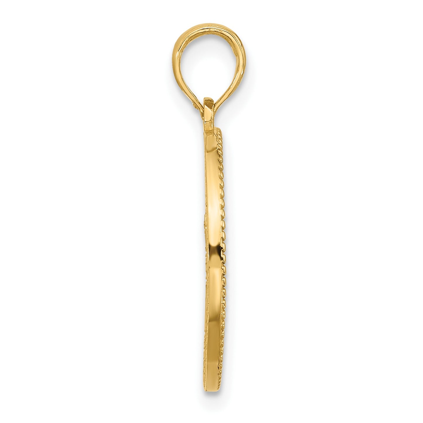 14K Polished Circle with Tree Charm