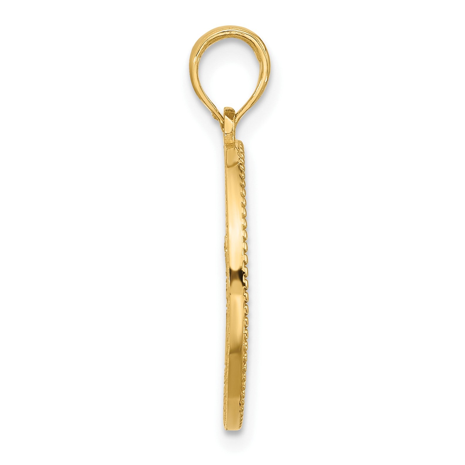 14K Polished Circle with Tree Charm
