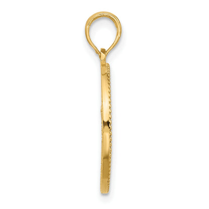 14K Polished Circle with Tree Charm