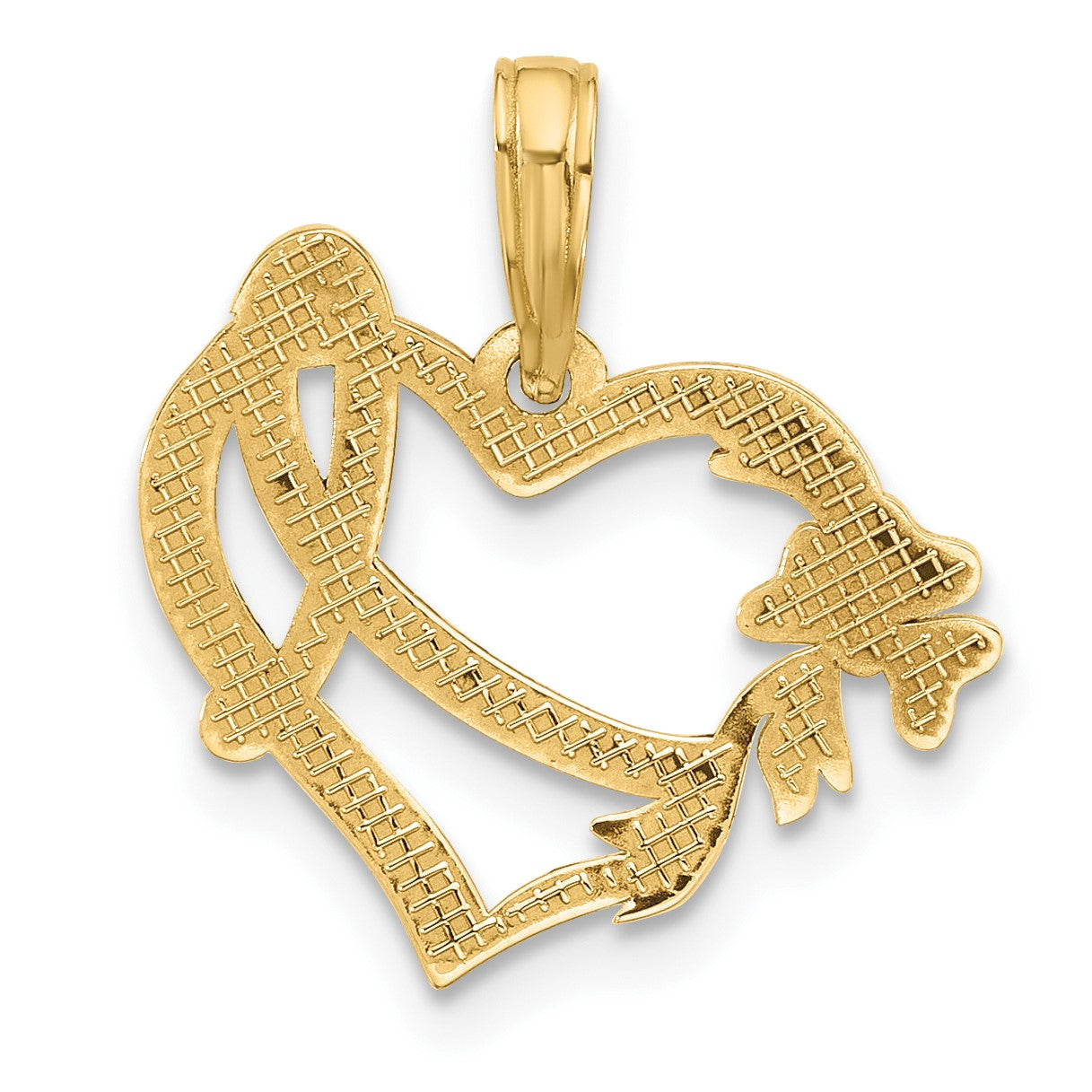14K Fancy Heart and Ribbon Charm