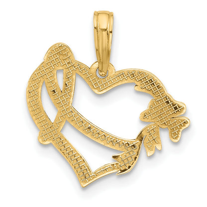 14K Fancy Heart and Ribbon Charm