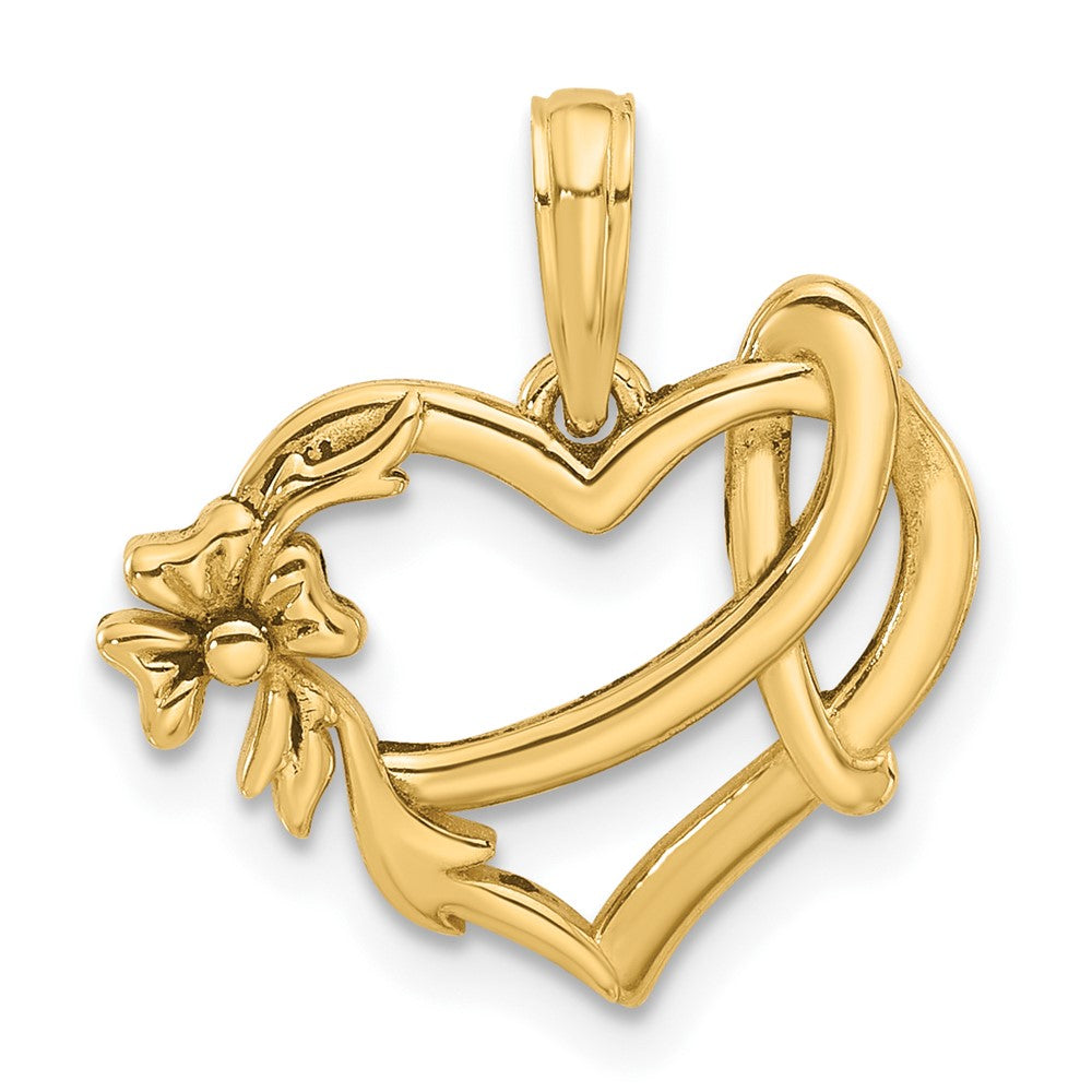 14KY Fancy Heart and Ribbon Charm