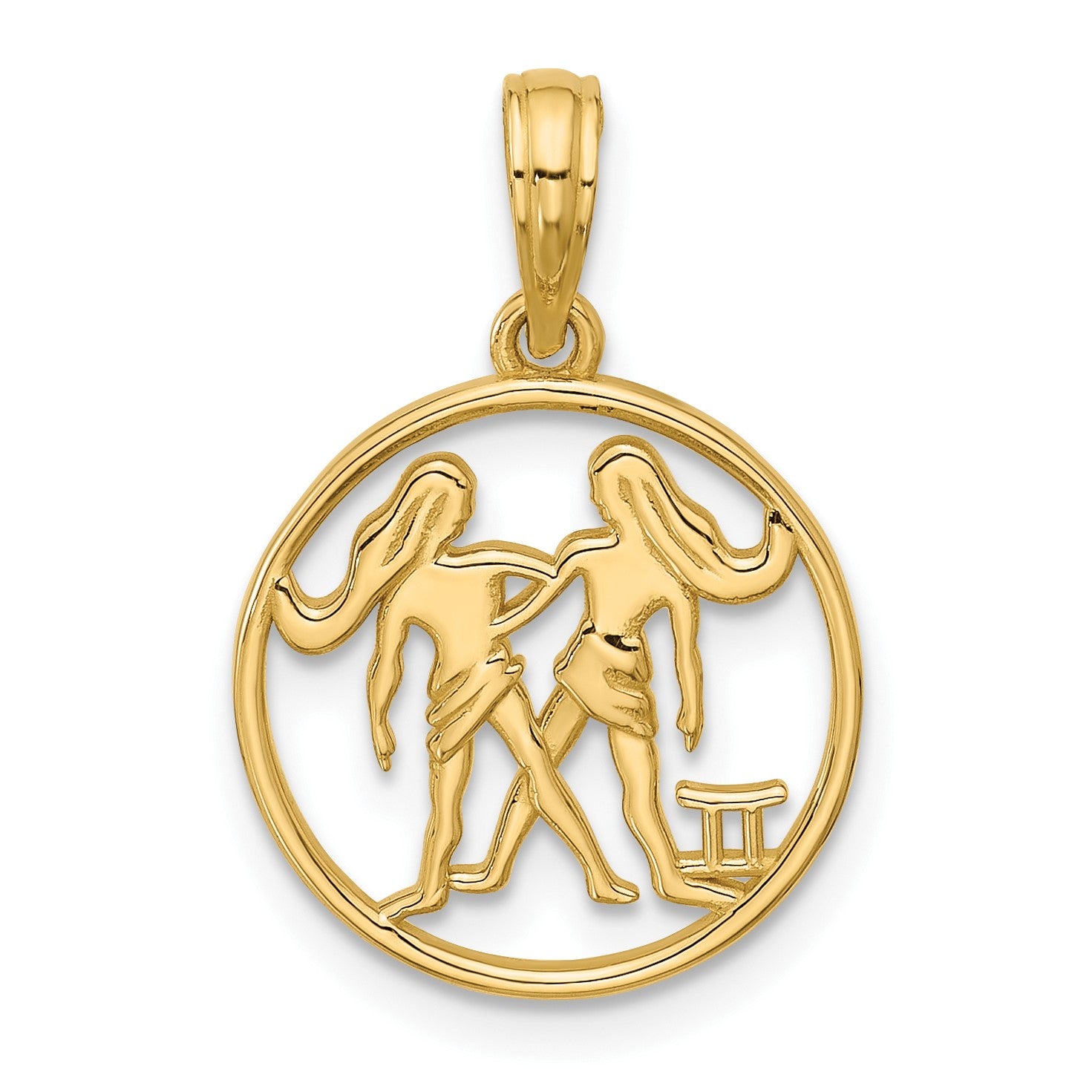 14K Polished Round Gemini Pendant