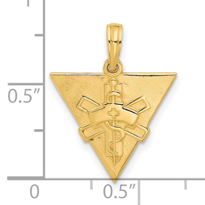 14K Polished Triangle Caduceus Charm