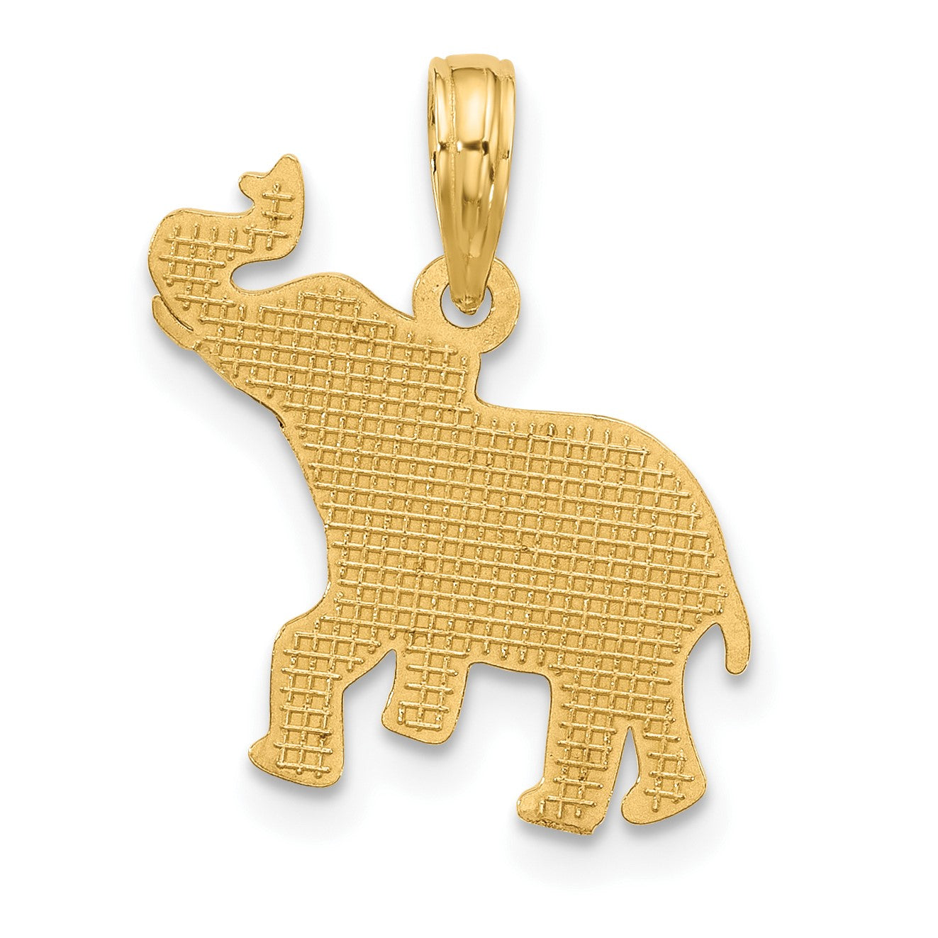14K Polished Fancy Decorated Elephant Charm
