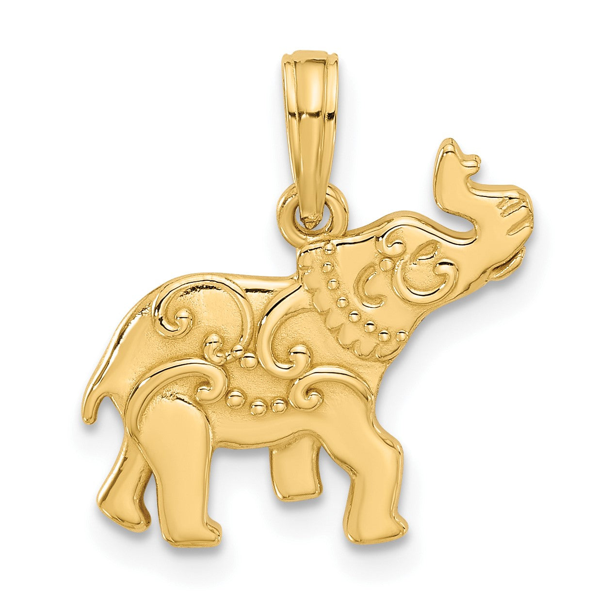 14K Polished Fancy Decorated Elephant Charm
