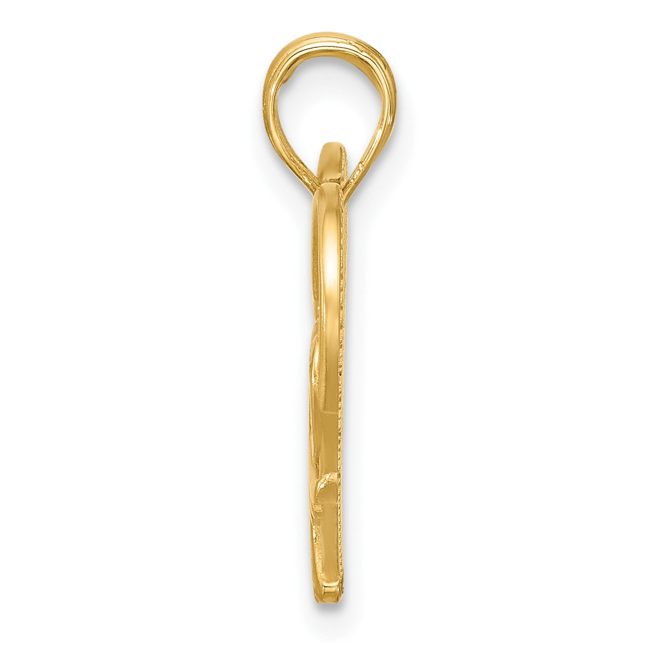 14K Polished and Brushed Fancy Scrolled Heart Charm