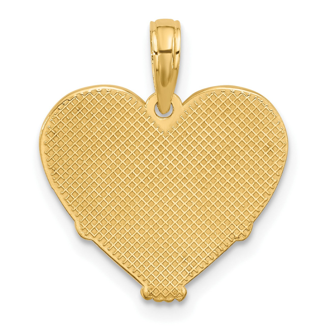 14K Polished and Brushed Fancy Scrolled Heart Charm