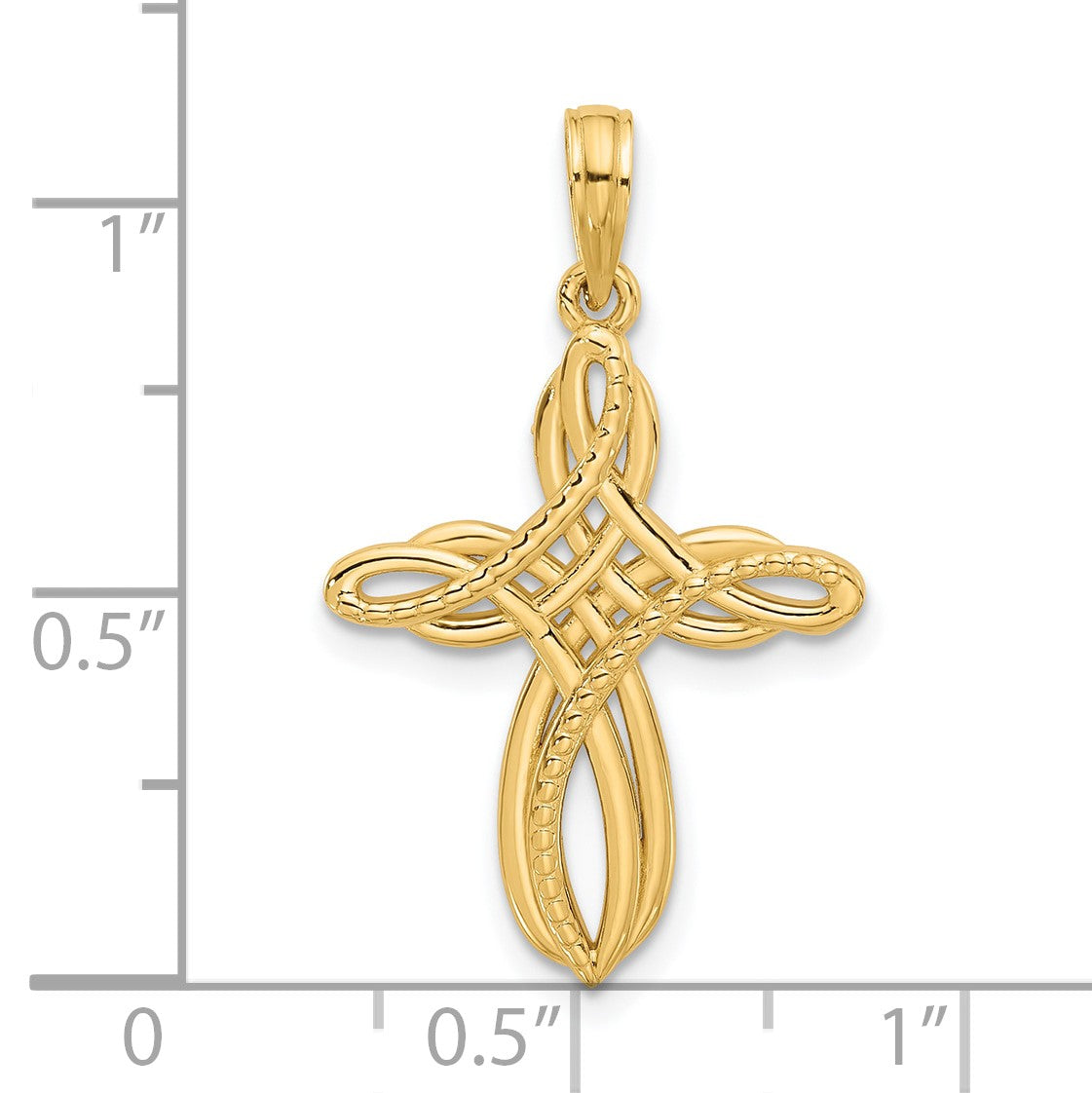 14K Fancy Entwined Cross Charm