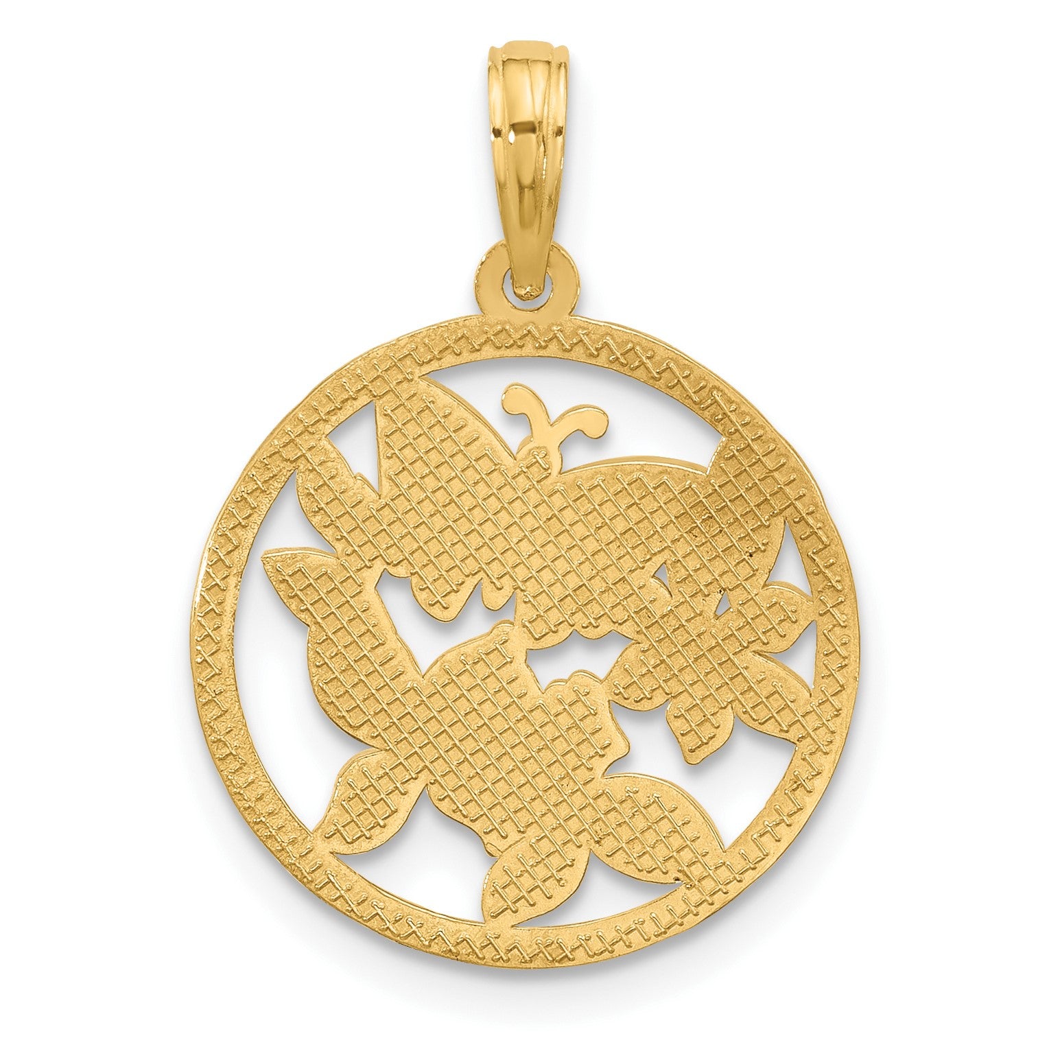 14K Polished Fancy Butterfly and Flowers Charm