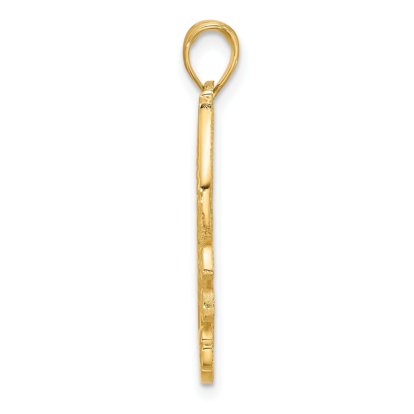 14K Polished Fancy Seahorse in Kelp Charm