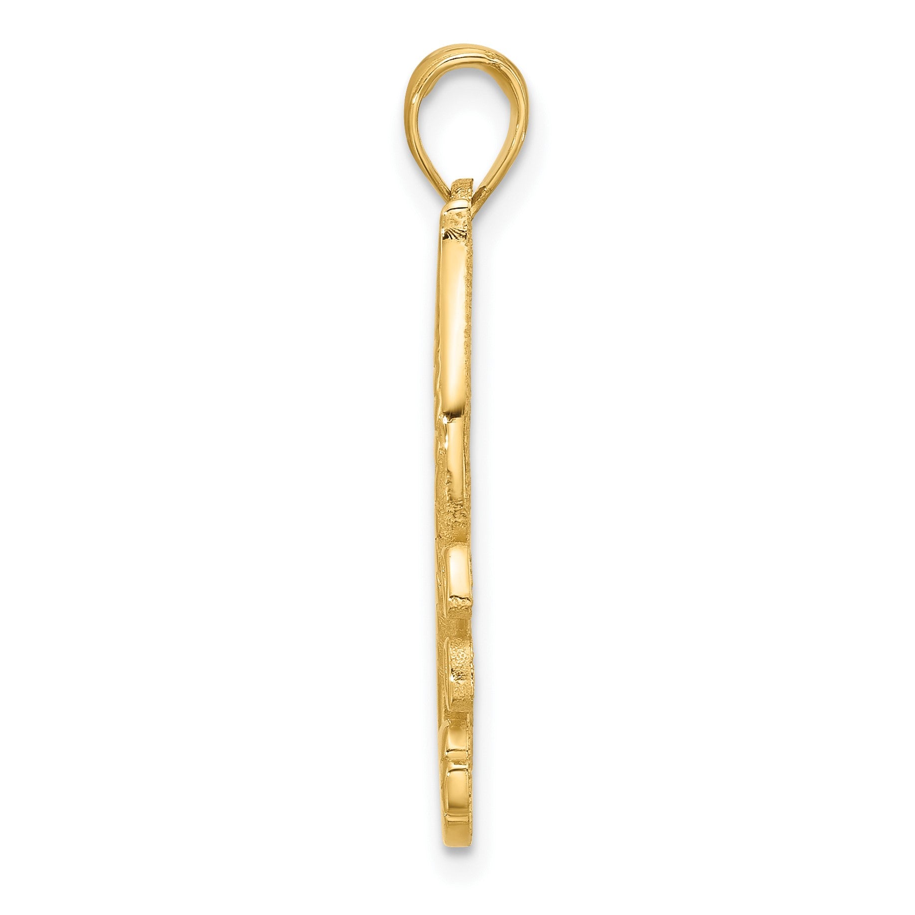 14K Polished Fancy Seahorse in Kelp Charm