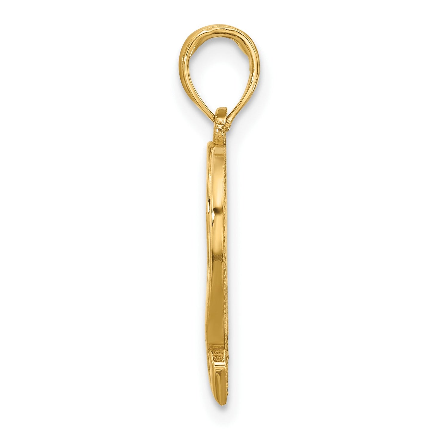 14K Polished Awareness Ribbon and Heart Charm