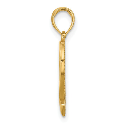 14K Polished Awareness Ribbon and Heart Charm