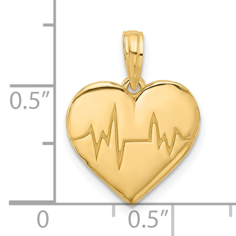 14K Polished Fancy EKG Heartbeat Charm