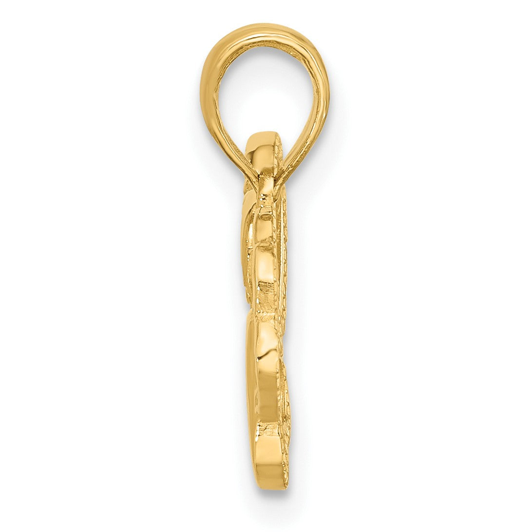 14K Polished Cut-out Heart and Paw Print Charm