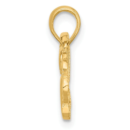 14K Polished Cut-out Heart and Paw Print Charm