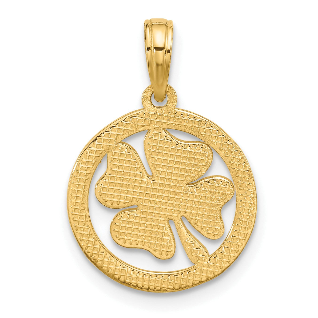 14K Polished Fancy Shamrock in Circle Charm
