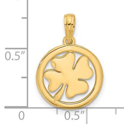 14K Polished Fancy Shamrock in Circle Charm