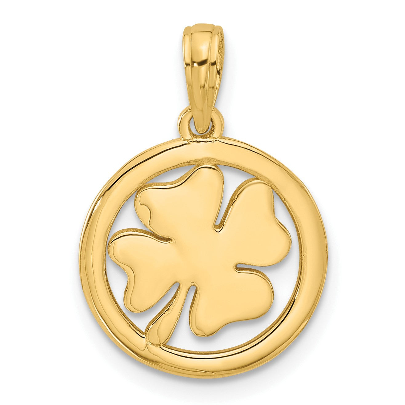 14K Polished Fancy Shamrock in Circle Charm