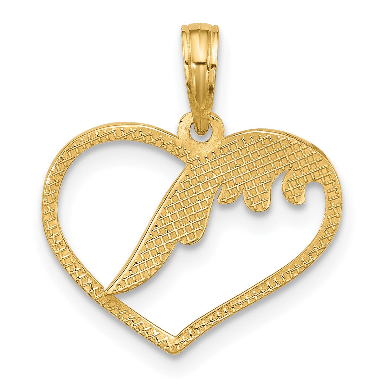 14K Polished Fancy Wing and Heart Charm