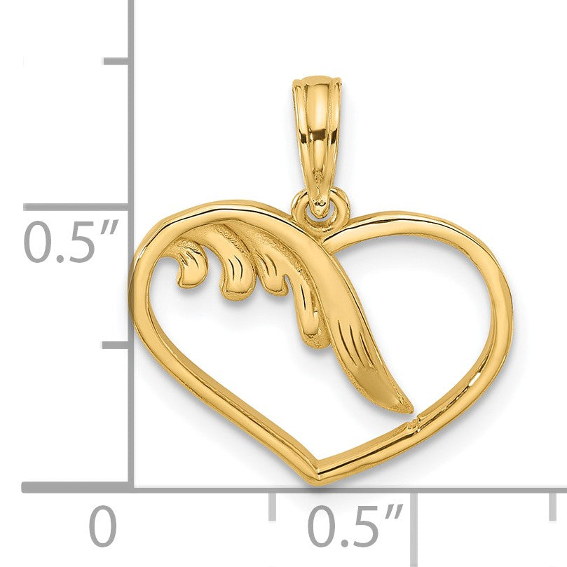 14K Polished Fancy Wing and Heart Charm