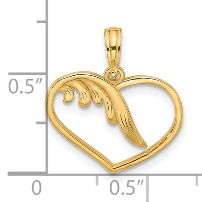 14K Polished Fancy Wing and Heart Charm
