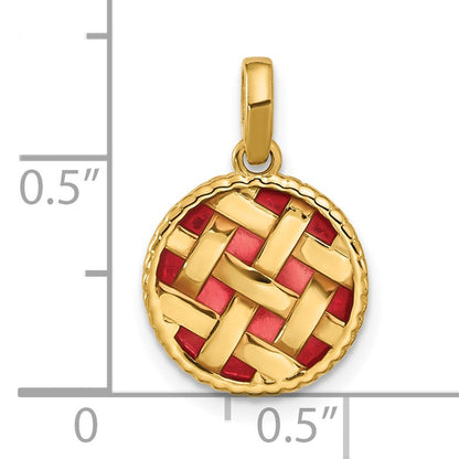 14k Red Enameled Fancy Pie Charm