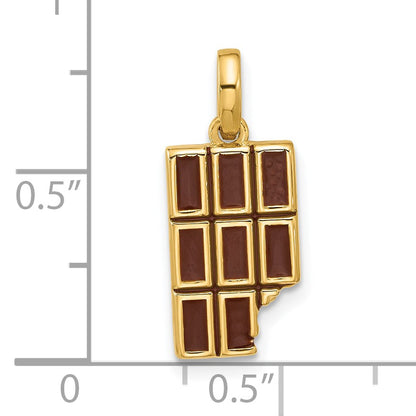 14k Brown Enameled Fancy Chocolate Bar Missing Bite Charm