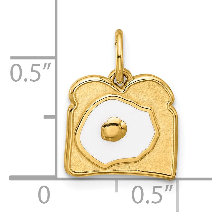 14k White Enameled Fancy Egg on Toast Charm
