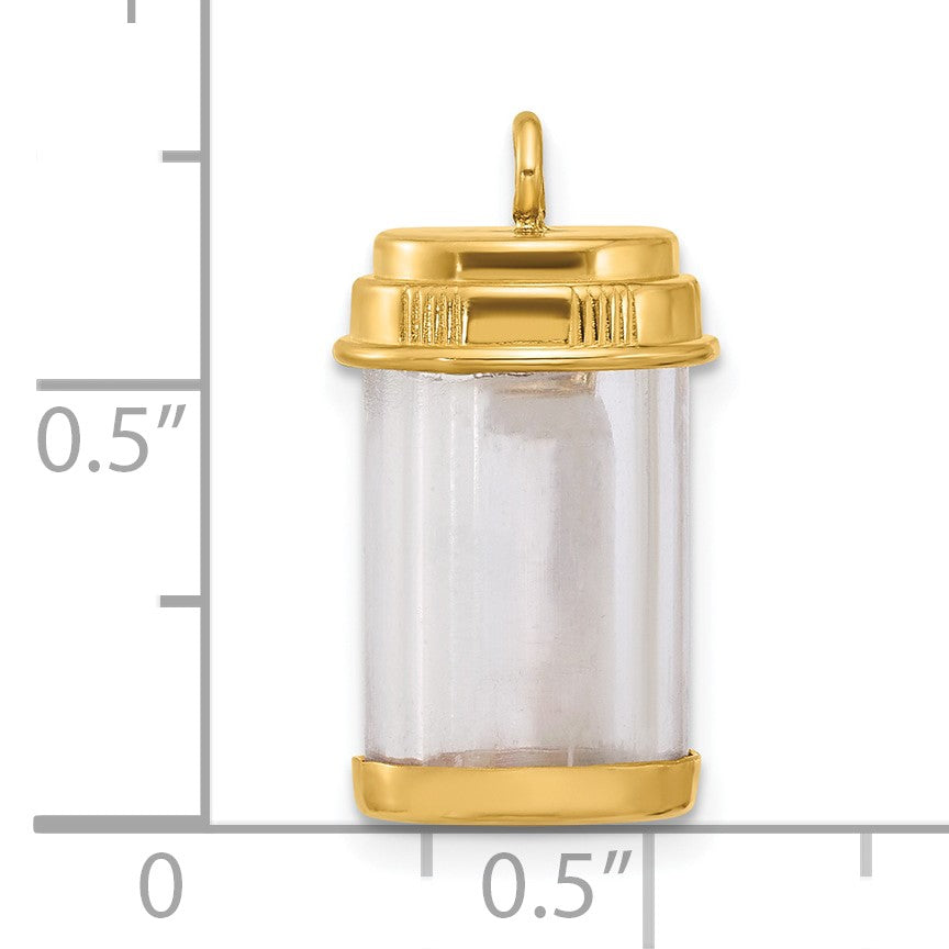 14k Fancy Pill Bottle Charm