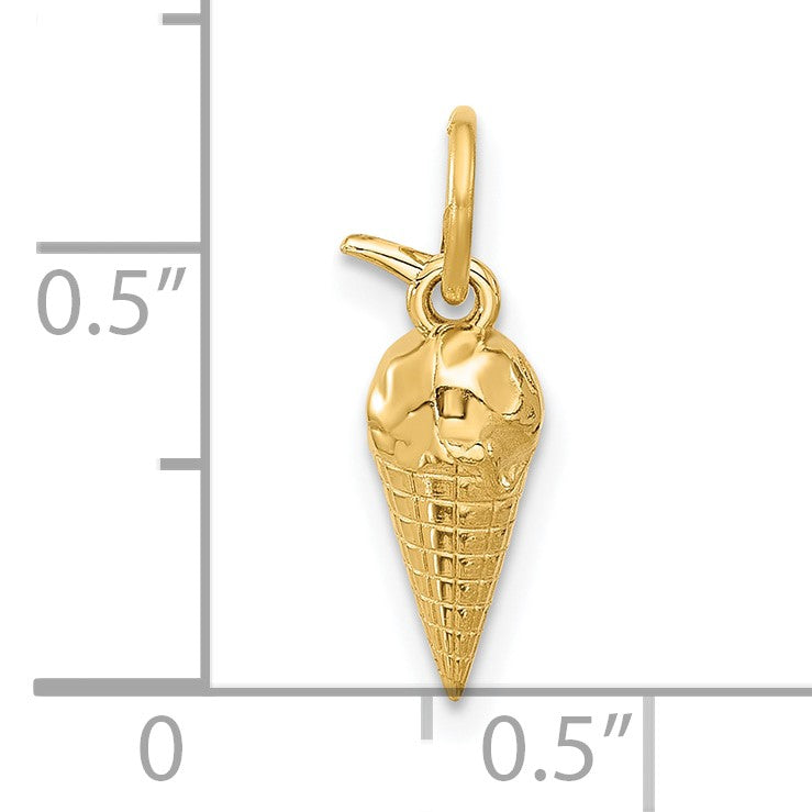 14k Fancy Ice Cream Cone Charm