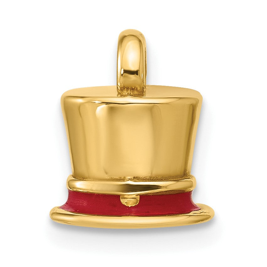 14k Fancy Red Enameled Top Hat Charm