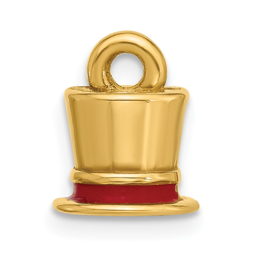 14k Fancy Red Enameled Top Hat Charm