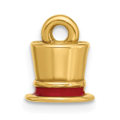 14k Fancy Red Enameled Top Hat Charm