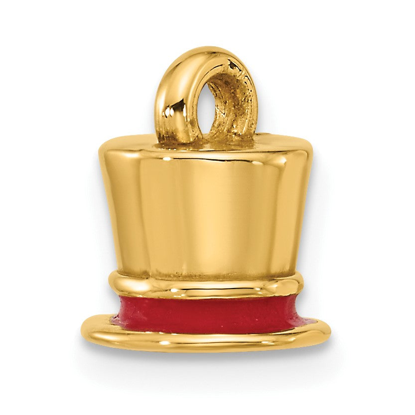 14k Fancy Red Enameled Top Hat Charm