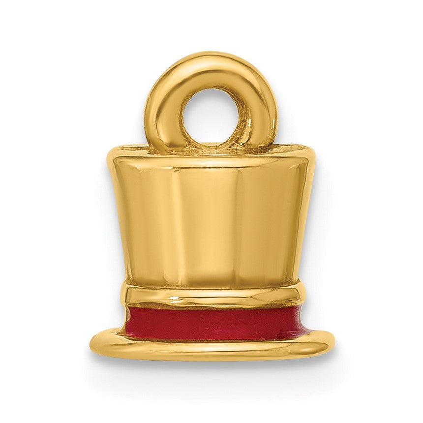 14k Fancy Red Enameled Top Hat Charm