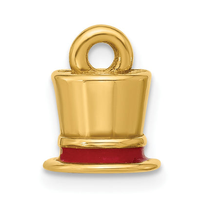14k Fancy Red Enameled Top Hat Charm