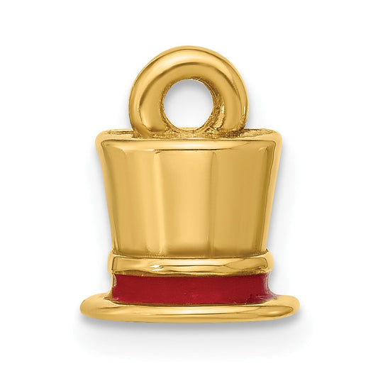 14k Fancy Red Enameled Top Hat Charm