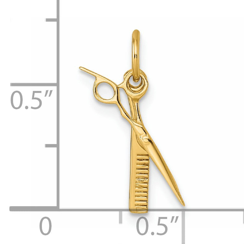 14k Fancy Comb and Scissors Pendant