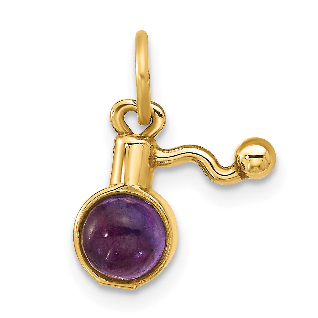 14k Fancy Amethyst Cabochon Perfume Bottle Charm