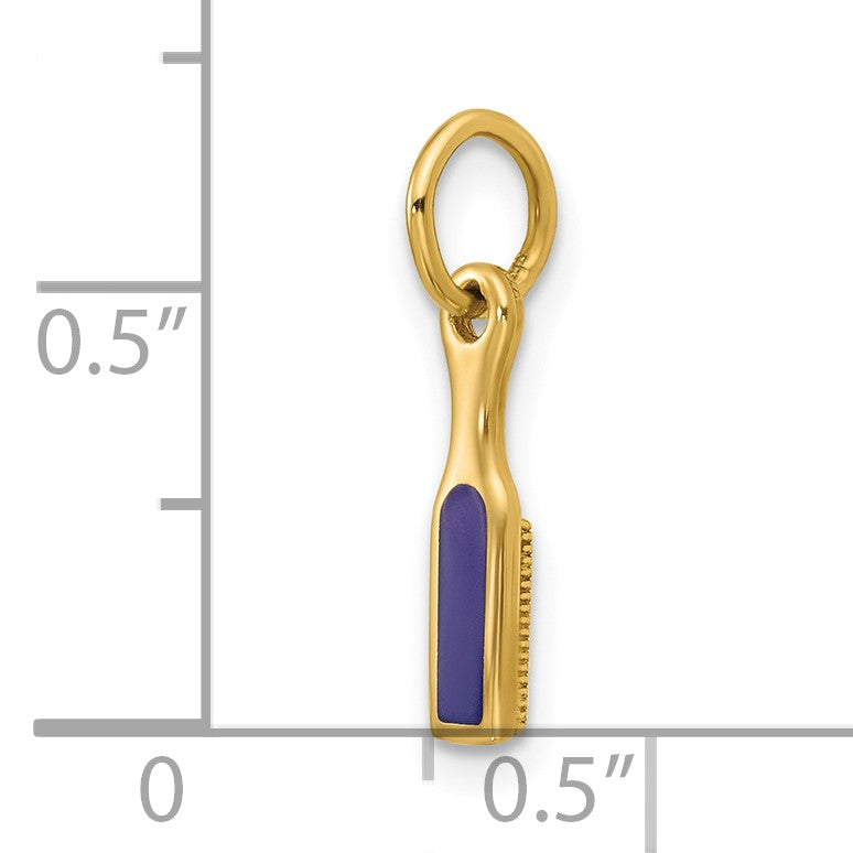 14k Blue Enameled Fancy Hairbrush Charm